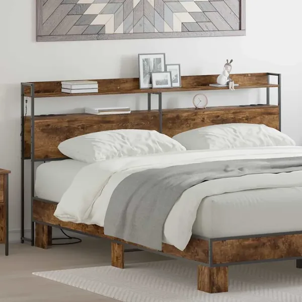 Tête de lit de rangement Chêne fumé Bois d'ingénierie