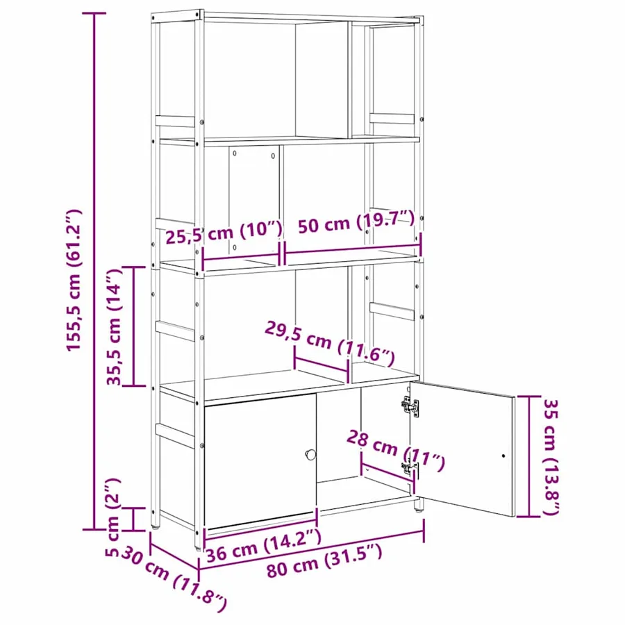 Étagère Chêne Sonoma 80 x 30 x 155,5 cm Bois d'ingénierie - 13