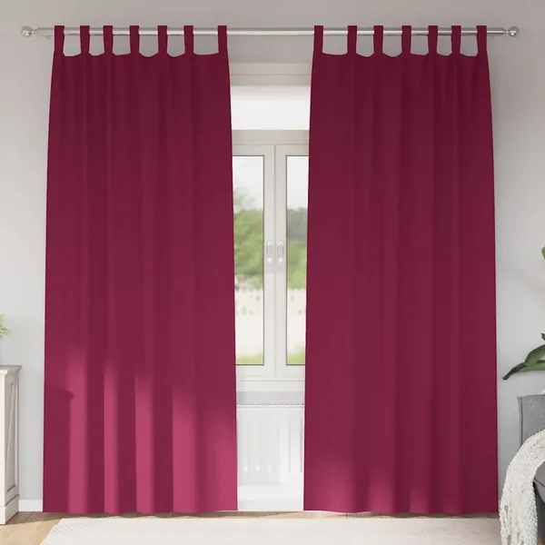 Rideaux occultants avec anneaux 2 pcs Bordeaux 225 x 140 cm