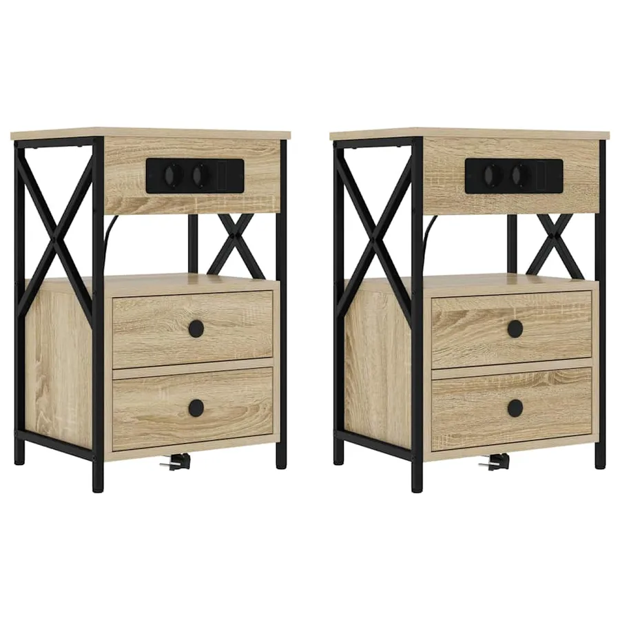 Cabinet de chevet 2 pcs Chêne Sonoma 40 x 31 x 60 cm - 2