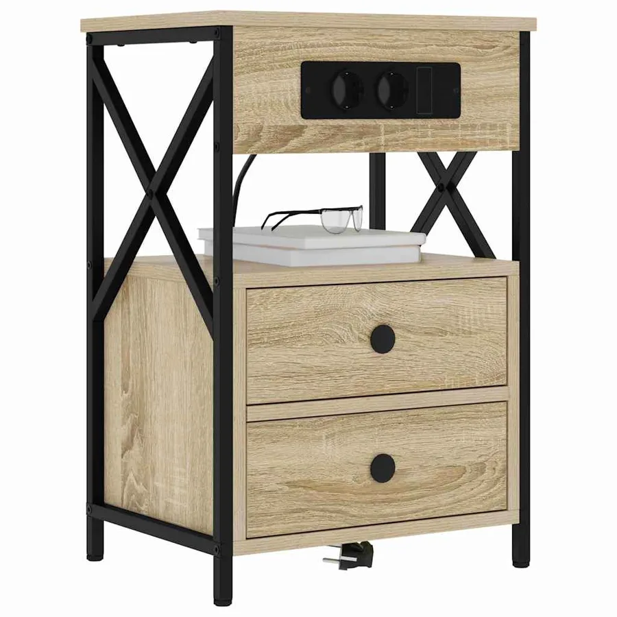 Cabinet de chevet 2 pcs Chêne Sonoma 40 x 31 x 60 cm - 3