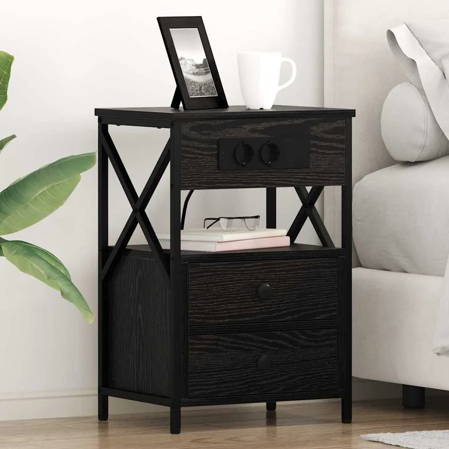 Cabinet de chevet avec tiroir 2 pcs Chêne noir 40 x 31 x 60 cm