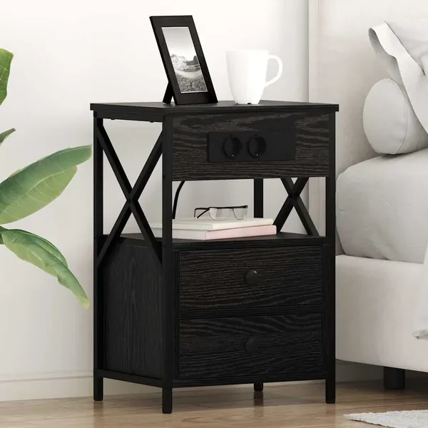 Cabinet de chevet avec tiroir 2 pcs Chêne noir 40 x 31 x 60 cm