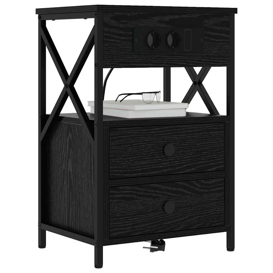 Cabinet de chevet avec tiroir 2 pcs Chêne noir 40 x 31 x 60 cm - 3