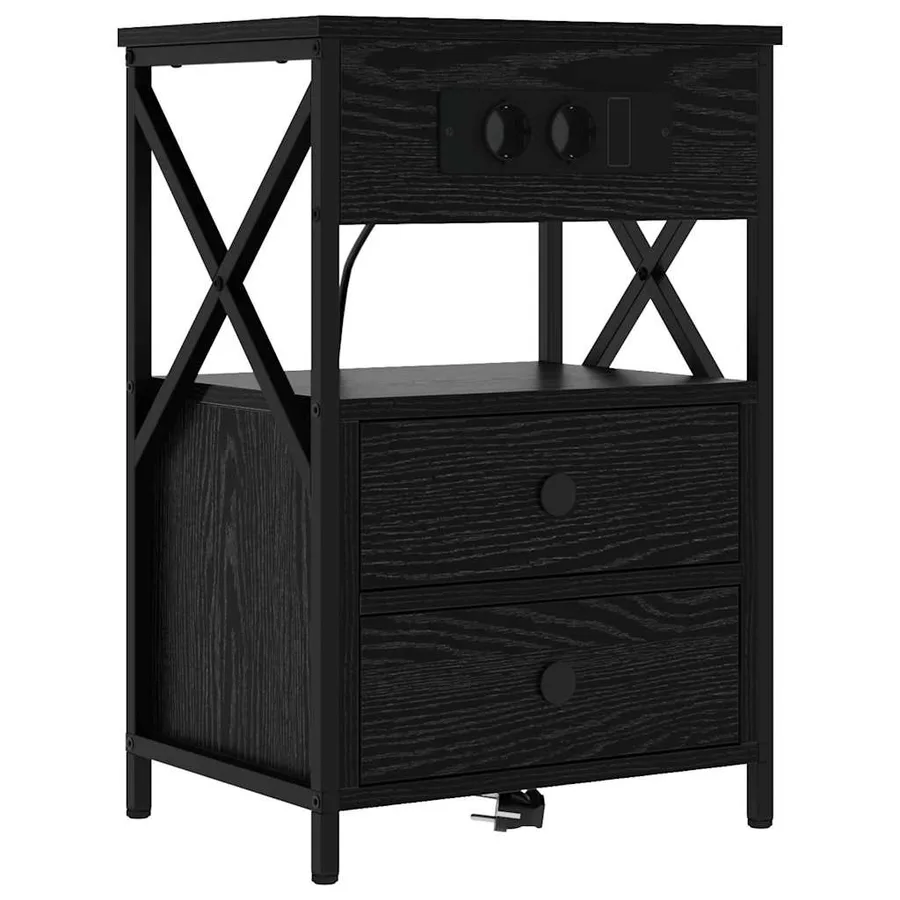 Cabinet de chevet avec tiroir 2 pcs Chêne noir 40 x 31 x 60 cm - 5