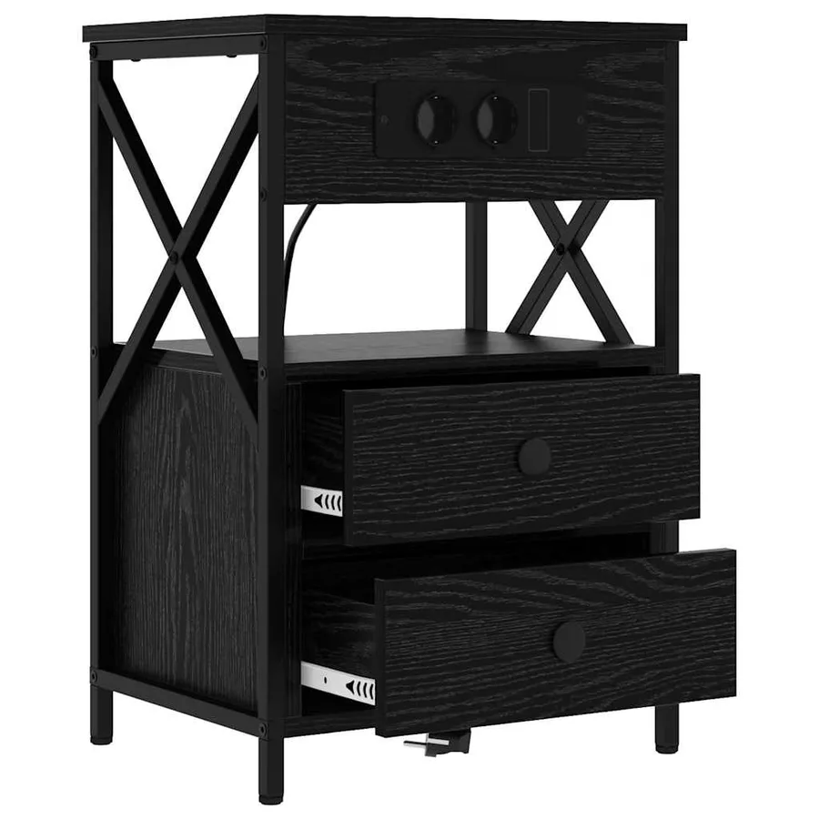 Cabinet de chevet avec tiroir 2 pcs Chêne noir 40 x 31 x 60 cm - 6