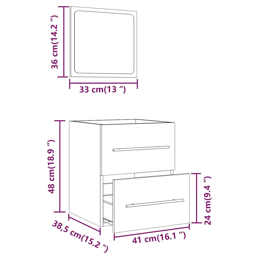 Armoire de salle de bain avec miroir Chêne fumé 41x38,5x48 cm - 10