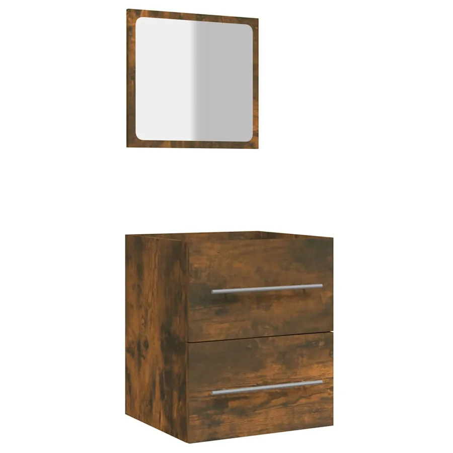 Armoire de salle de bain avec miroir Chêne fumé 41x38,5x48 cm - 2