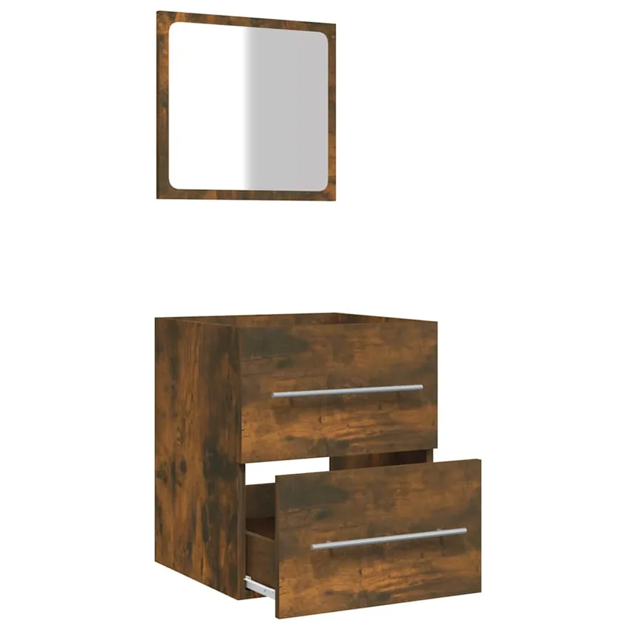 Armoire de salle de bain avec miroir Chêne fumé 41x38,5x48 cm - 6