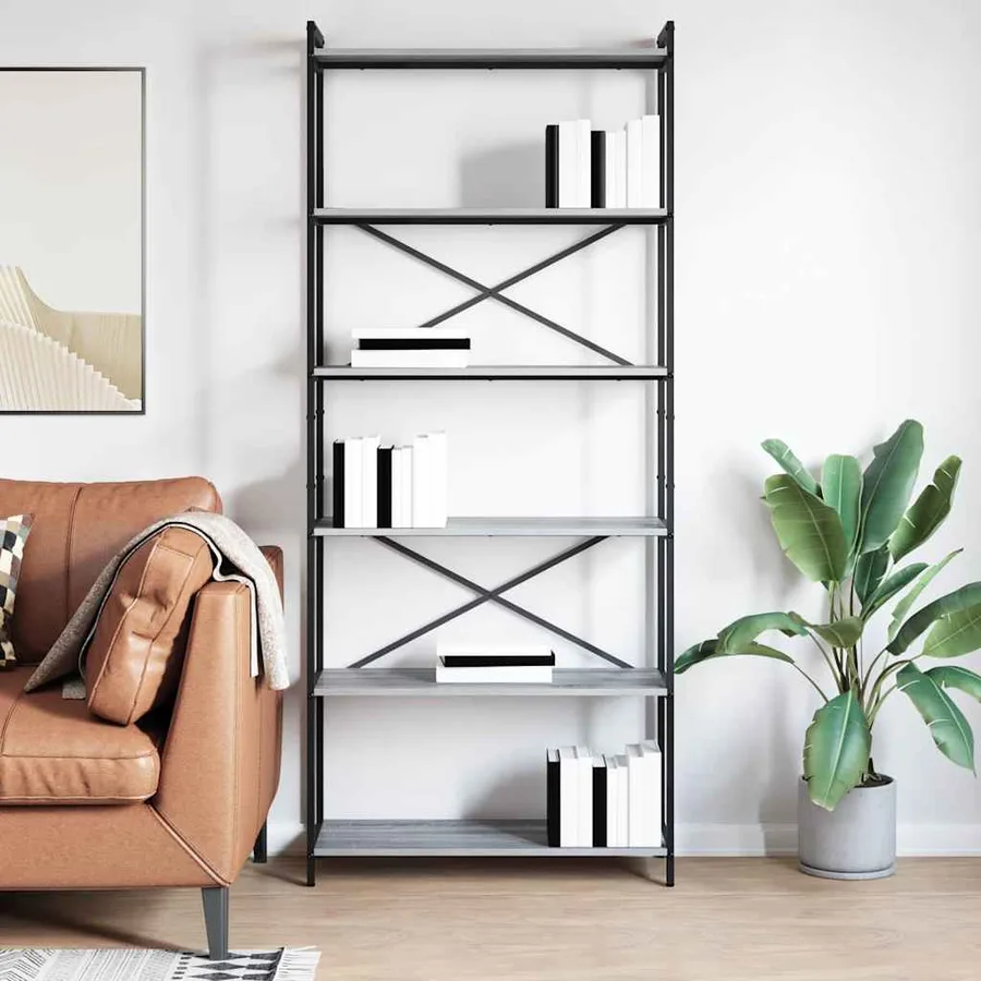 Étagère Sonoma gris 80 x 30 x 189,5 cm Bois d'ingénierie - 4