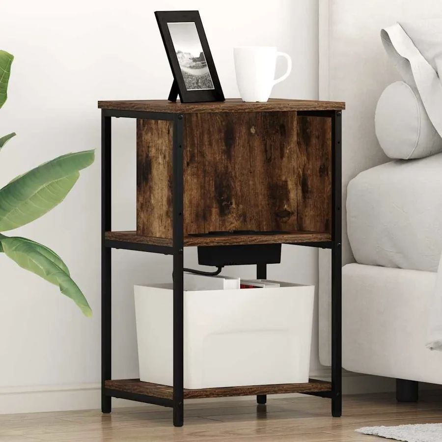 Cabinet de chevet Chêne fumé 38 x 31 x 61 cm Bois d'ingénierie