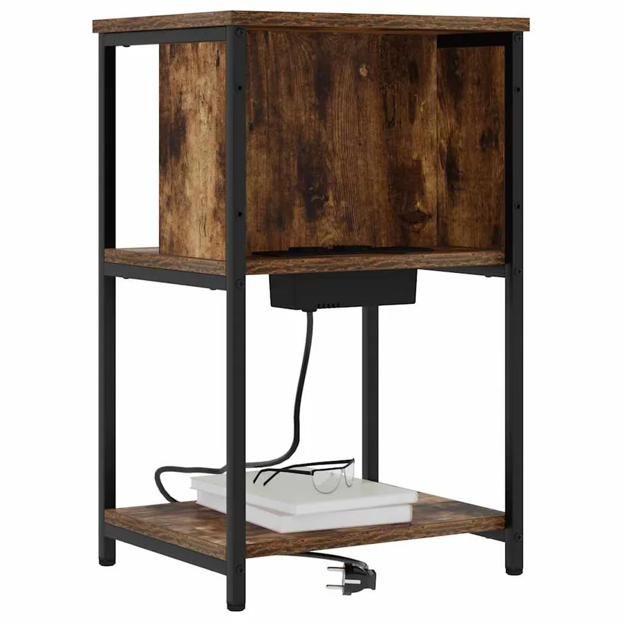 Cabinet de chevet Chêne fumé 38 x 31 x 61 cm Bois d'ingénierie - 3