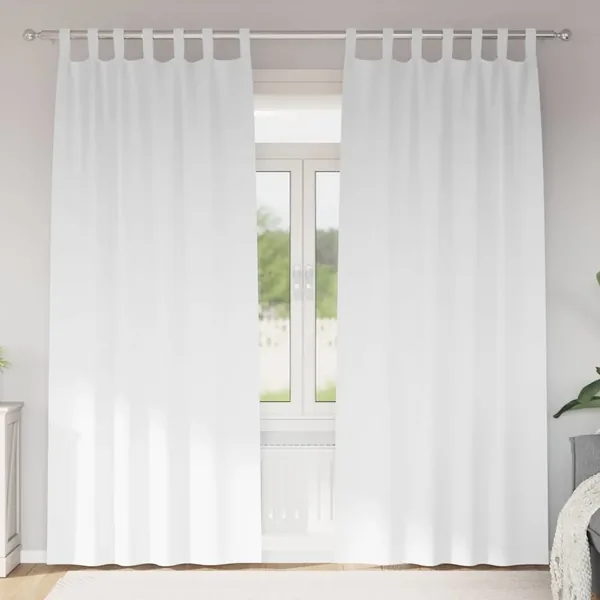 Rideaux occultants avec anneaux 2 pcs Blanc pur 245 x 140 cm
