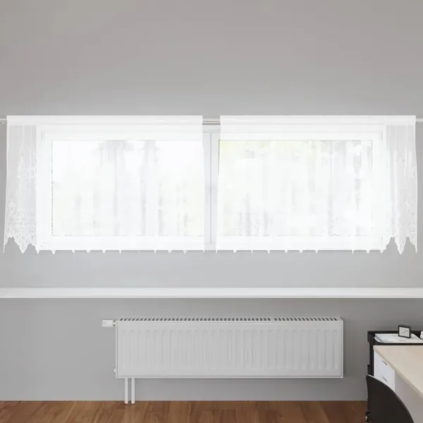 Rideau en Dentelle Floral Blanc 120 x 300 cm Polyester