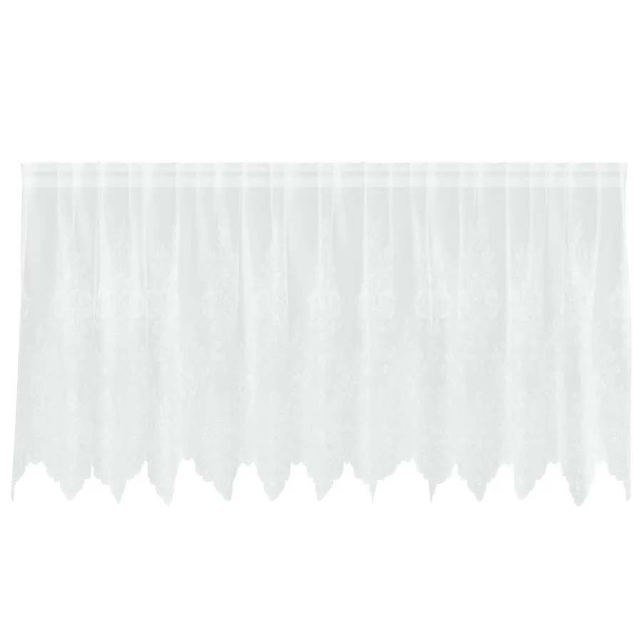 Rideau en Dentelle Floral Blanc 120 x 300 cm Polyester - 2