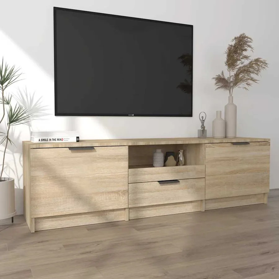 Meuble TV Chêne Sonoma 140x35x40 cm Bois d'ingénierie - 3
