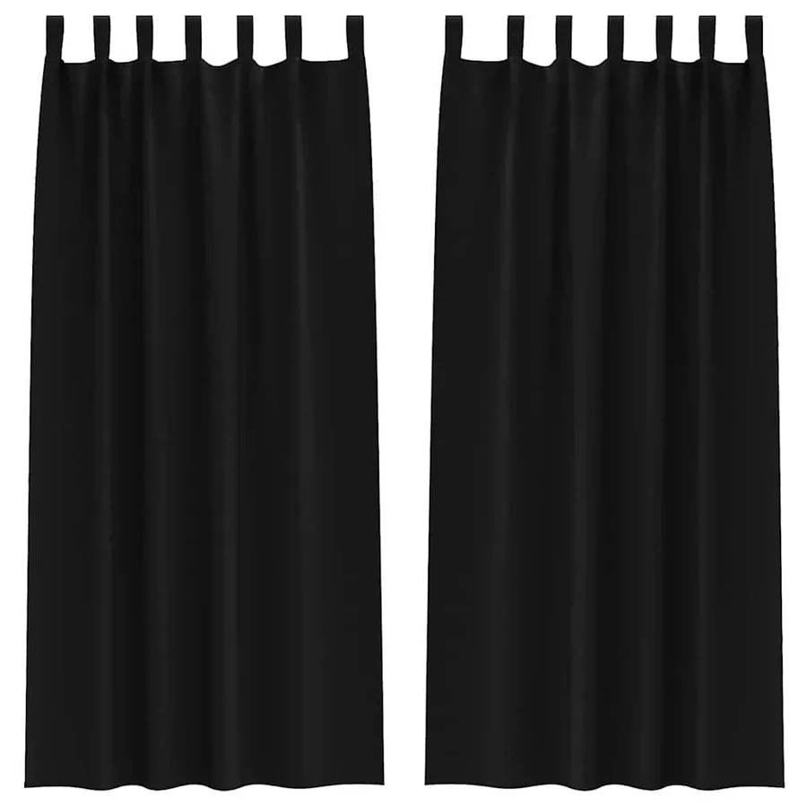Rideaux occultants avec anneaux 2 pcs Noir 225 x 140 cm - 2