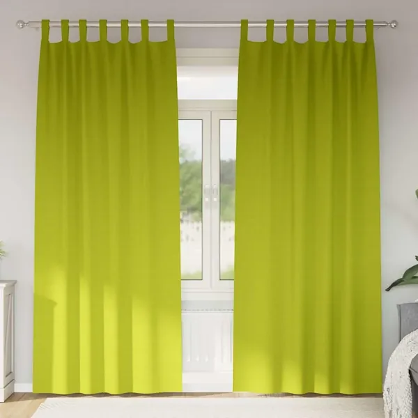 Rideaux occultants avec anneaux 2 pcs Vert 225 x 140 cm
