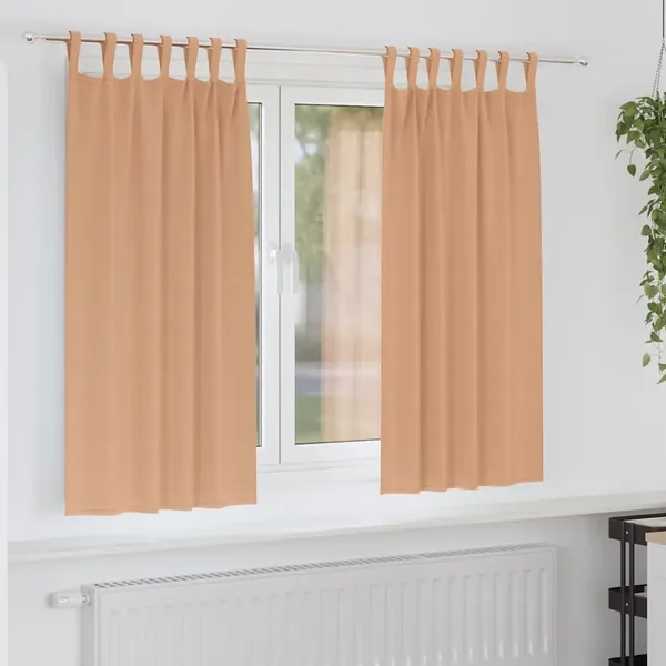 Rideaux occultants avec anneaux 2 pcs Marron Clair 175 x 140 cm
