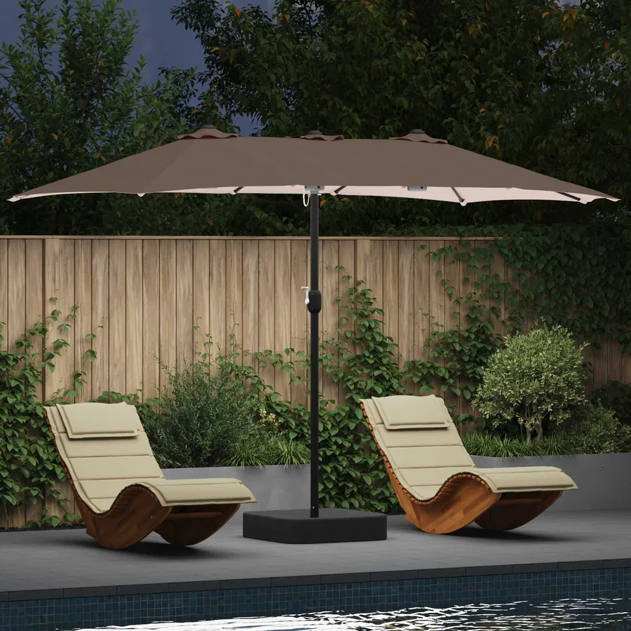 Parasol de jardin Taupe 385 x 209 x 244 cm Polyester