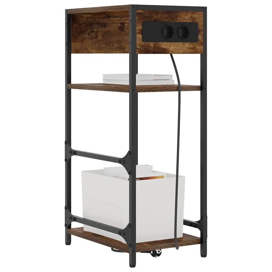Cabinet de chevet Chêne fumé 40 x 27 x 76 cm Bois d'ingénierie - 3