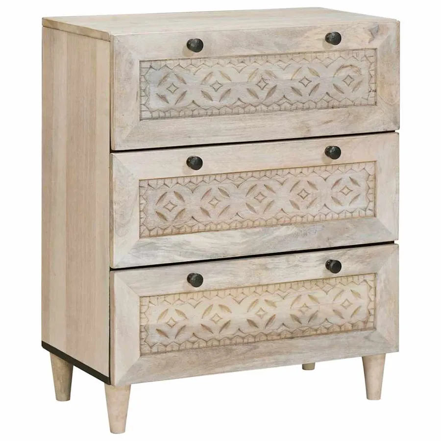 Buffet 2 pcs Blanc 120 x 33,5 x 75 cm bois de manguier massif - 3