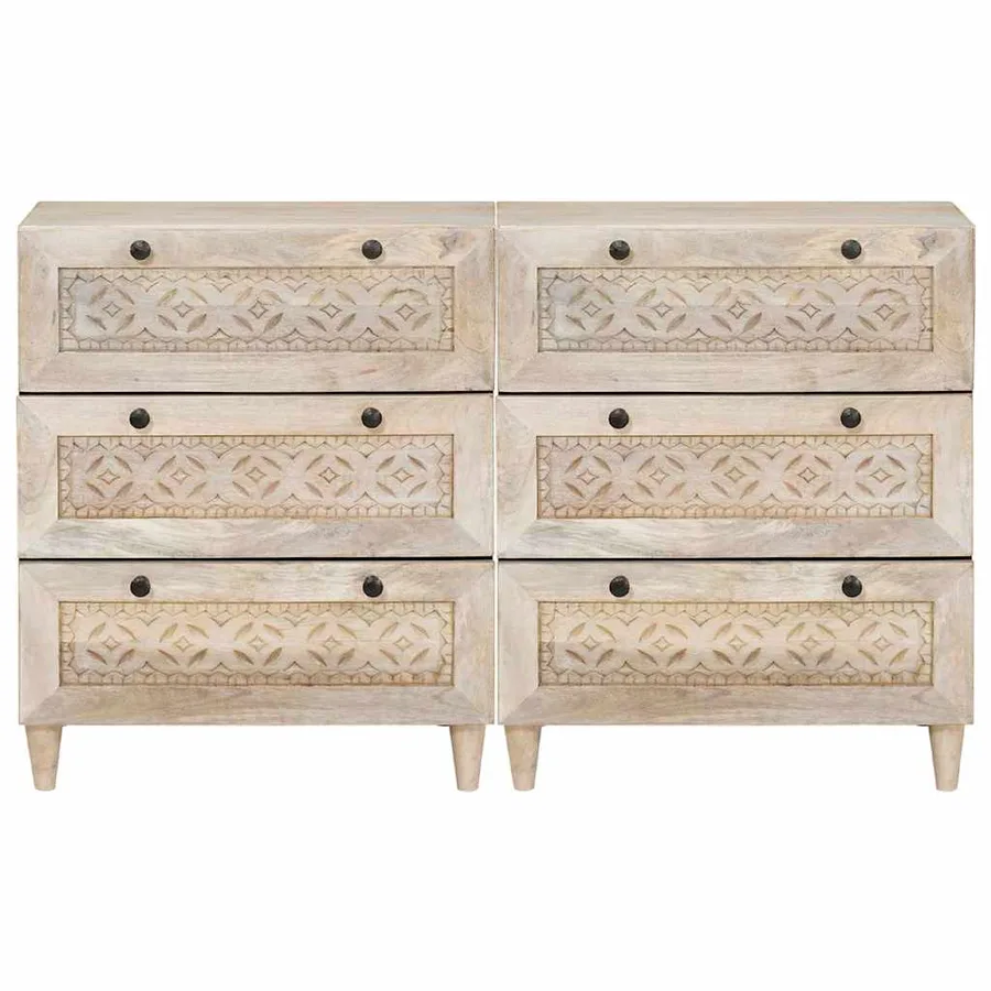 Buffet 2 pcs Blanc 120 x 33,5 x 75 cm bois de manguier massif - 4