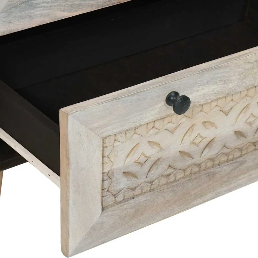 Buffet 2 pcs Blanc 120 x 33,5 x 75 cm bois de manguier massif - 8