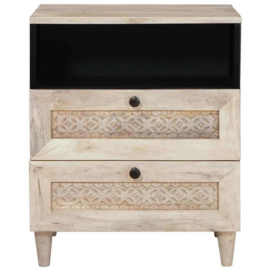 Table de chevet Blanc 50 x 33 x 62 cm Bois d'ingénierie - 3