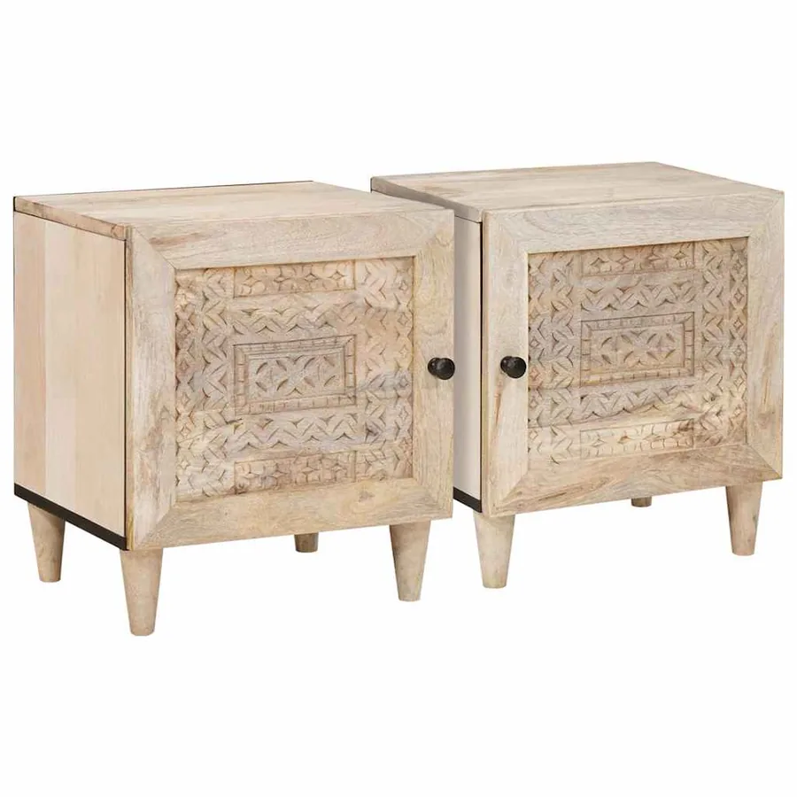Table de chevet 2 pcs Blanc 80 x 50 x 40 cm Bois d'ingénierie