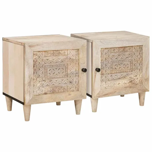 Table de chevet 2 pcs Blanc 80 x 50 x 40 cm Bois d'ingénierie