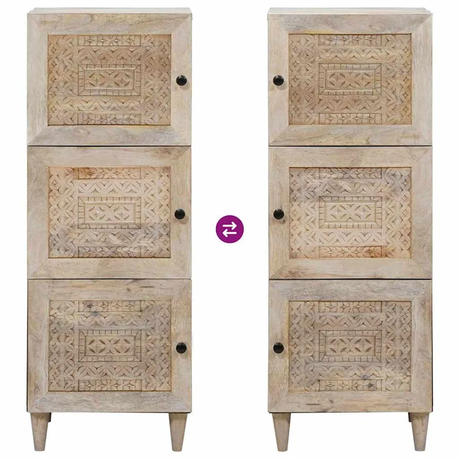 Haut Armoire Blanc 40 x 33 x 110 cm bois de manguier massif - 10