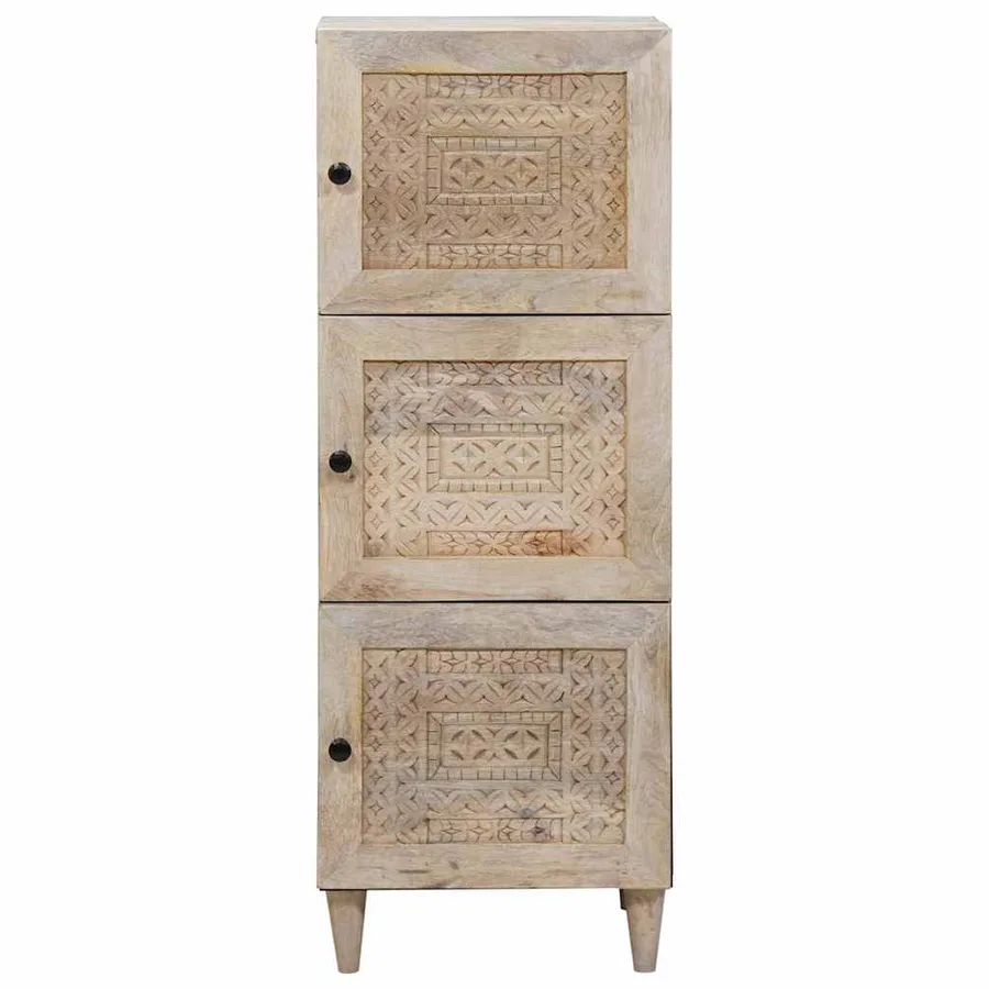 Haut Armoire Blanc 40 x 33 x 110 cm bois de manguier massif - 3