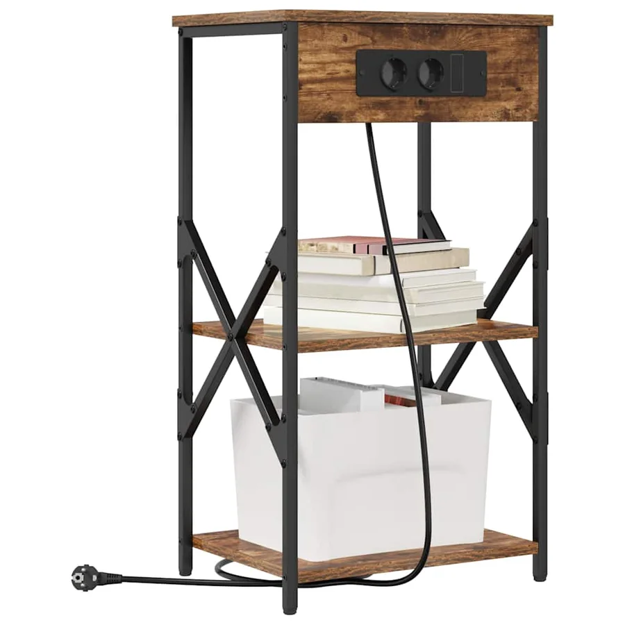 Cabinet de chevet avec étagère 2 pcs Chêne fumé 41 x 31 x 76 cm - 3
