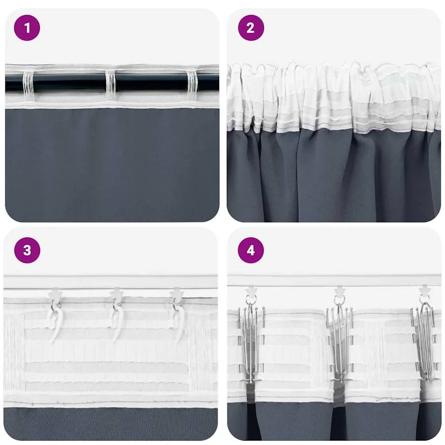 Rideaux occultants avec anneaux 2 pcs Anthracite 245 x 140 cm - 7