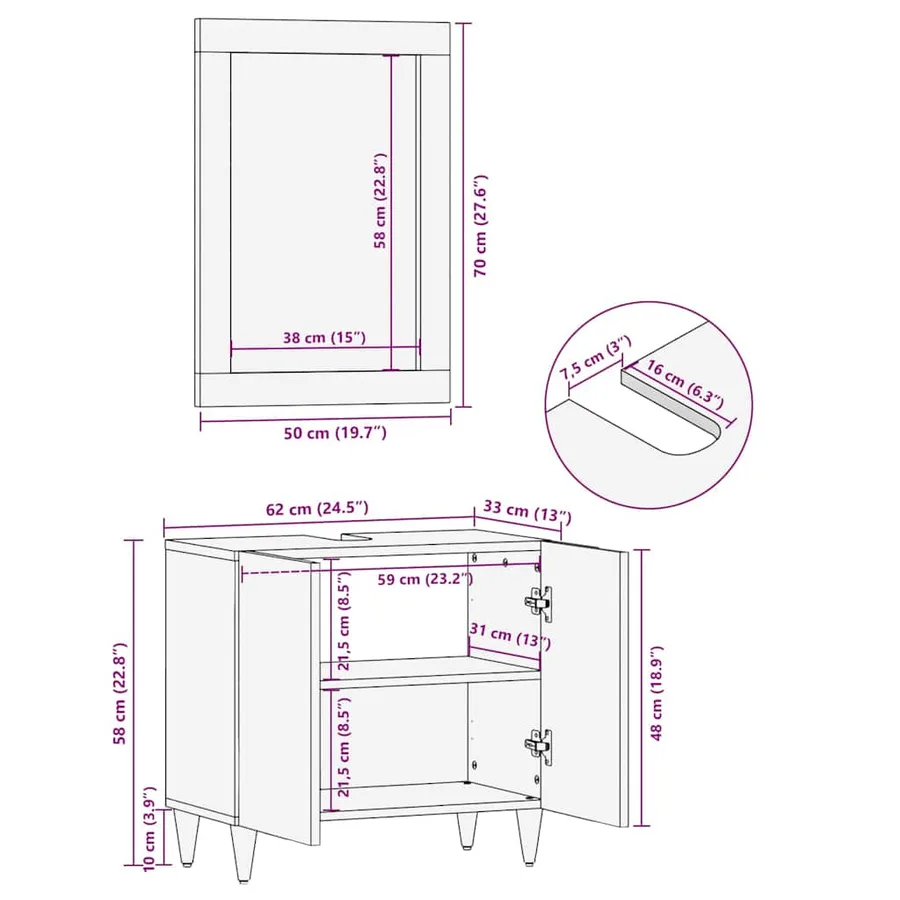 Ensemble de mobilier de salle de bain avec étagère 2 pcs Blanc - 16