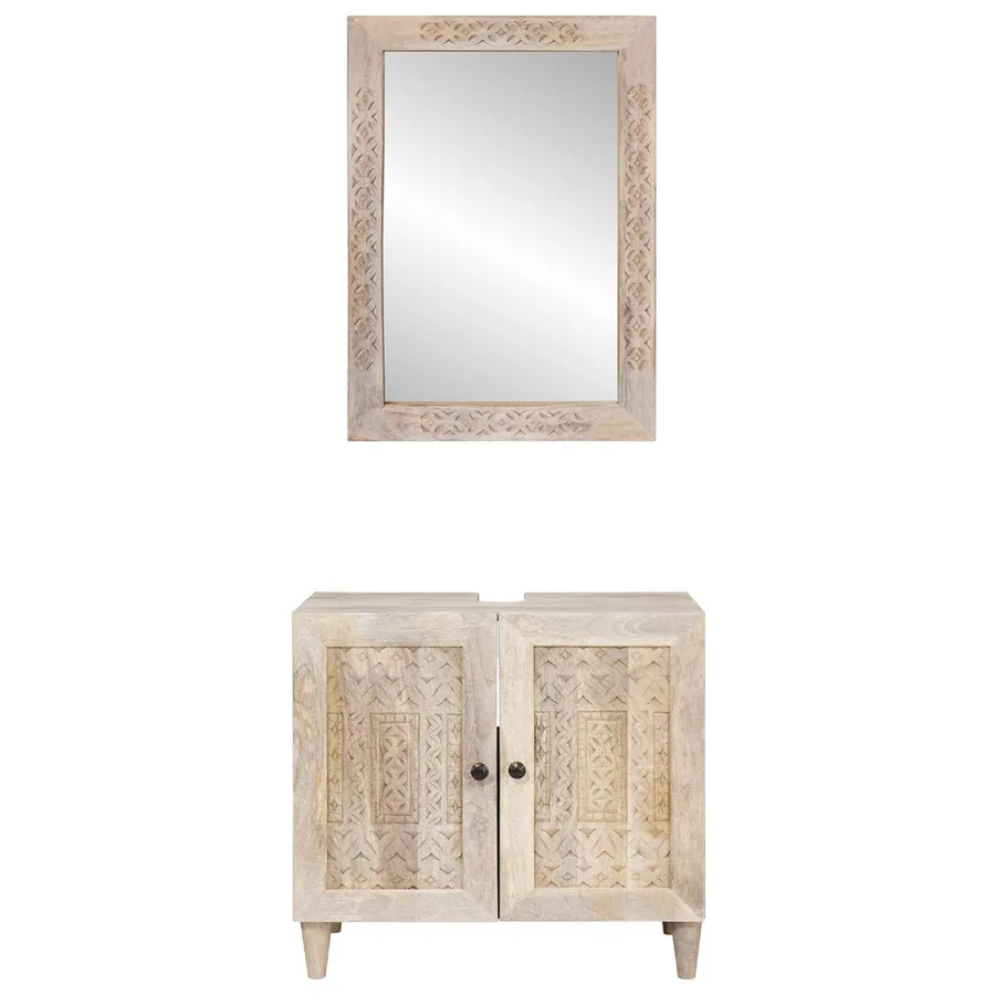 Ensemble de mobilier de salle de bain avec étagère 2 pcs Blanc - 5
