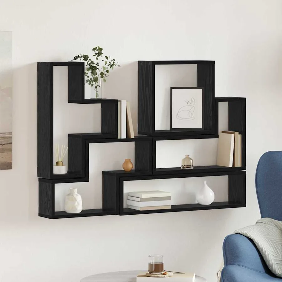 Étagère Murale Montage mural Chêne noir 96 x 12 x 64 cm
