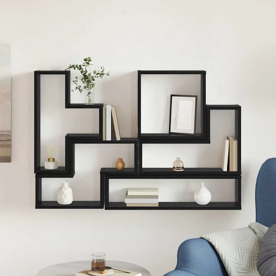 Étagère Murale Montage mural Chêne noir 96 x 12 x 64 cm - 4
