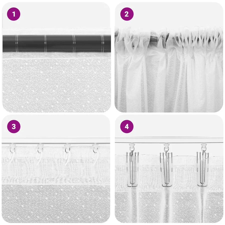 Rideau en Dentelle Floral Blanc 280 x 600 cm Polyester - 6