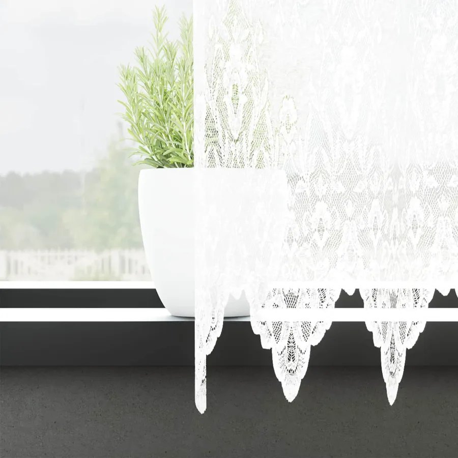 Rideau en Dentelle Floral Blanc 280 x 500 cm Polyester - 3
