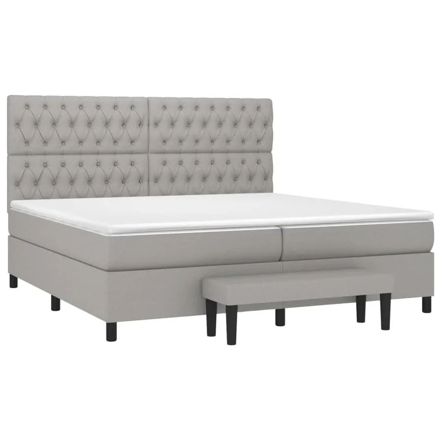 Sommier à lattes de lit avec matelas Gris clair 200x200cm Tissu - 3