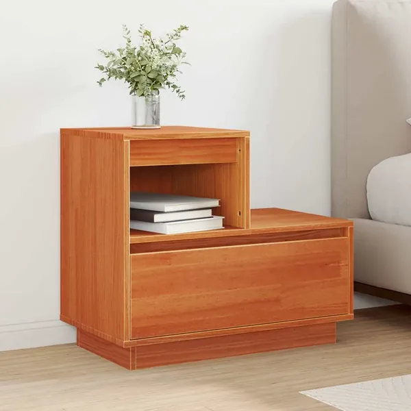 Cabinet de chevet Cire marron 60 x 34 x 51 cm Bois d'ingénierie