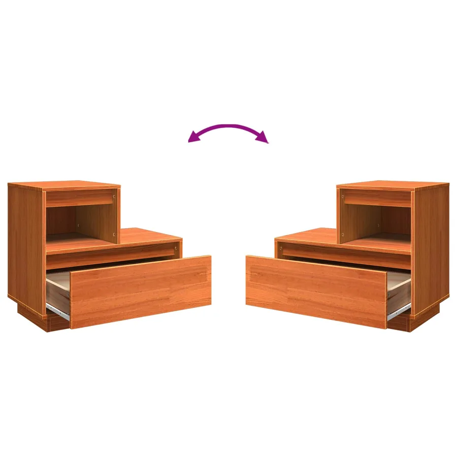 Cabinet de chevet Cire marron 60 x 34 x 51 cm Bois d'ingénierie - 11