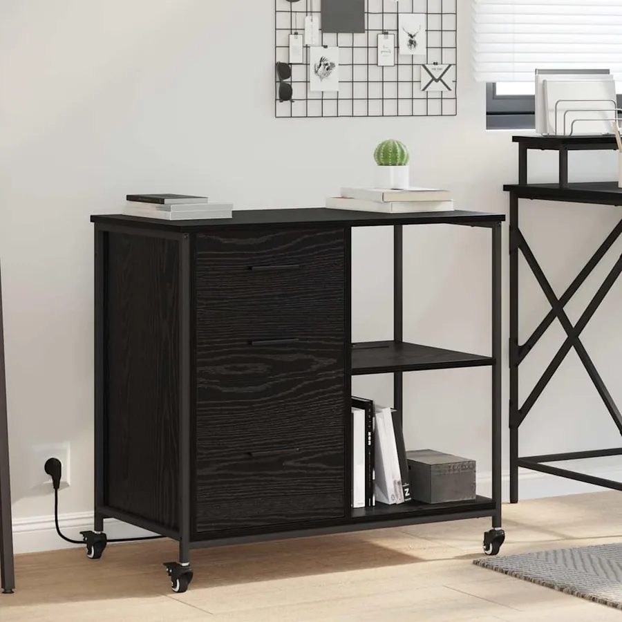 Cabinet avec Station de Charge Chêne noir 76 x 41 x 72 cm
