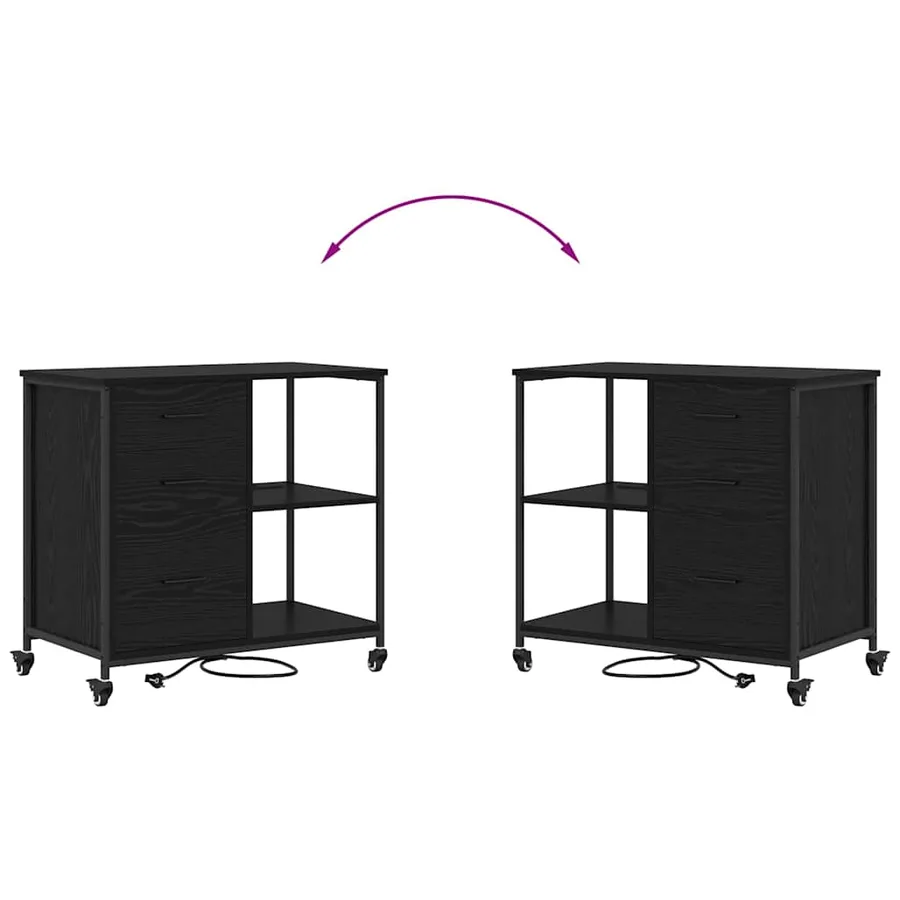 Cabinet avec Station de Charge Chêne noir 76 x 41 x 72 cm - 11