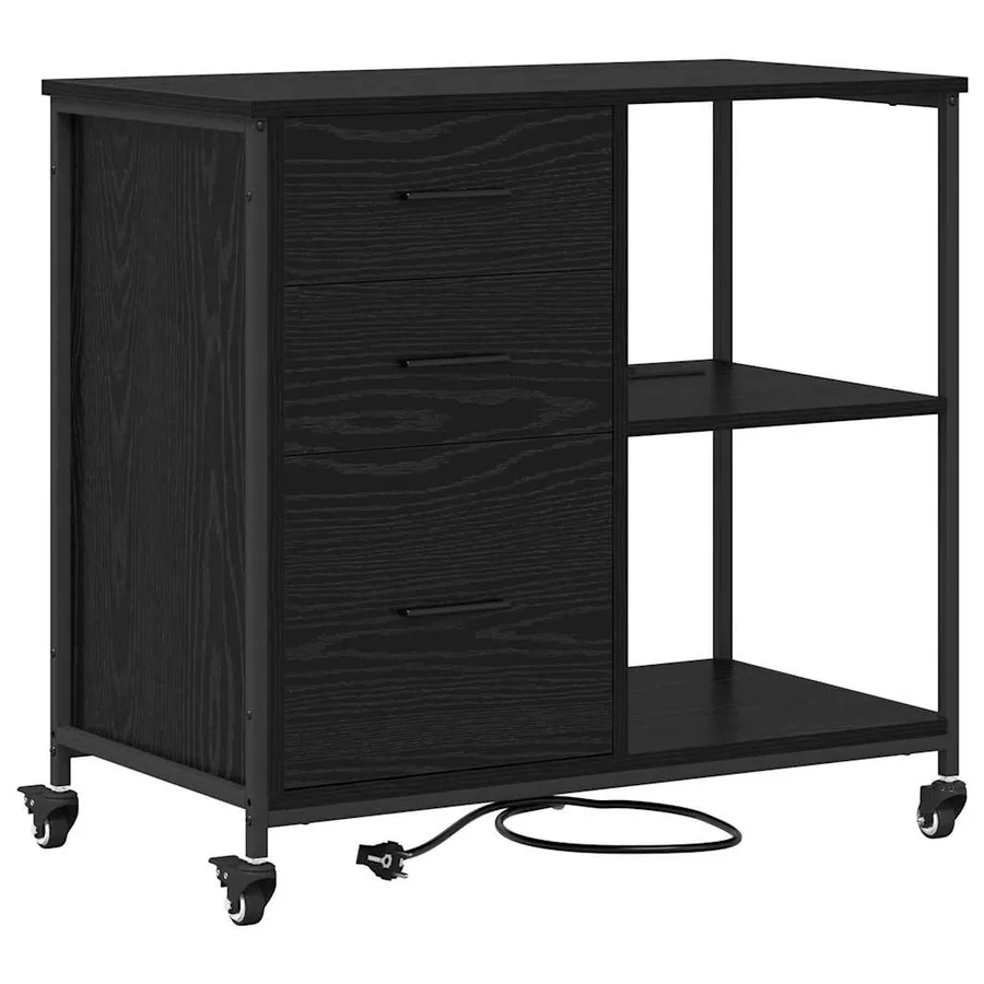 Cabinet avec Station de Charge Chêne noir 76 x 41 x 72 cm - 2