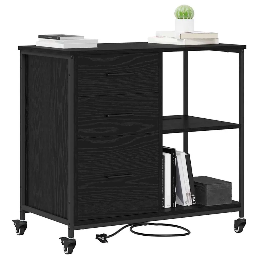 Cabinet avec Station de Charge Chêne noir 76 x 41 x 72 cm - 3