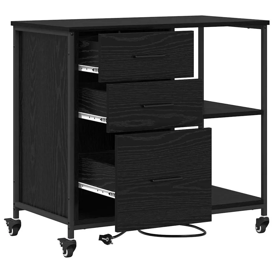 Cabinet avec Station de Charge Chêne noir 76 x 41 x 72 cm - 6