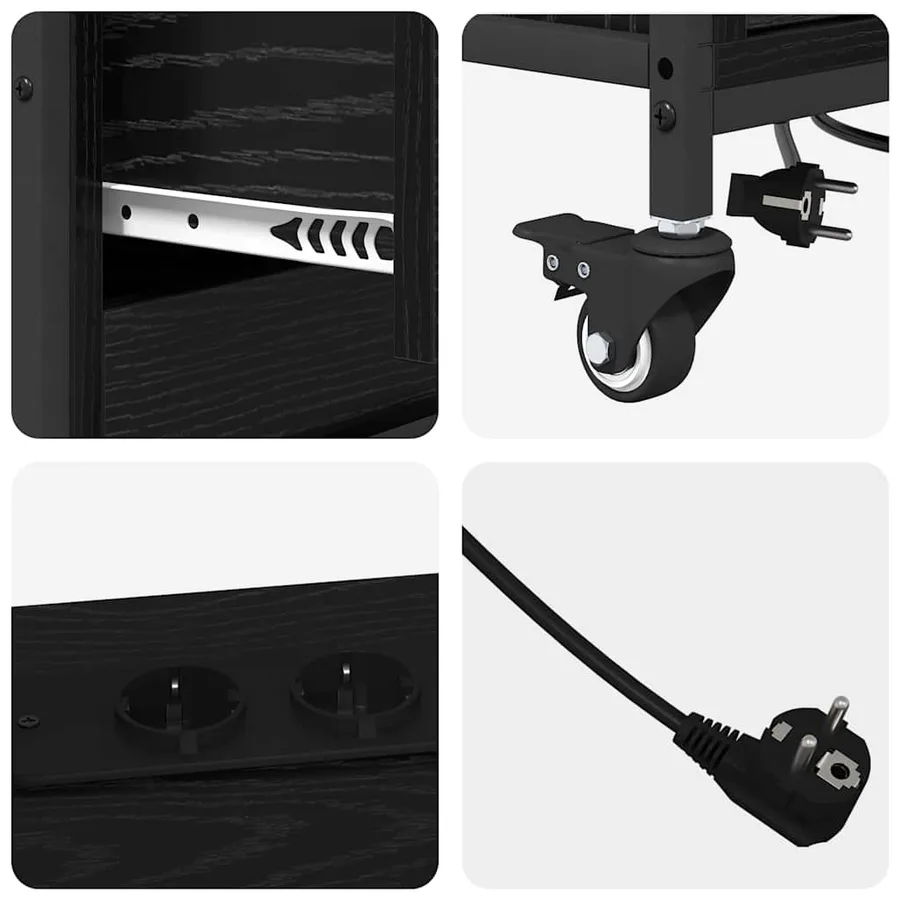 Cabinet avec Station de Charge Chêne noir 76 x 41 x 72 cm - 8